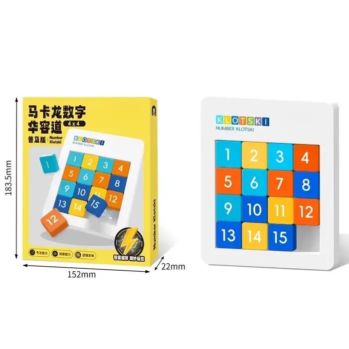 Jeu de blocs magnétiques Number Klotski 4x4 Macaron