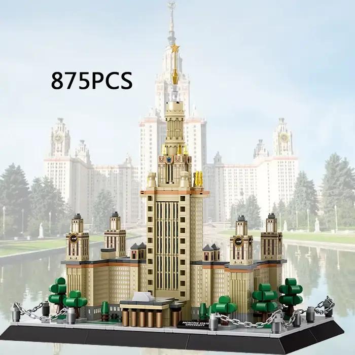 Blocs de construction en plastique ABS noir innovants pour adultes, maquette d'architecture scolaire moderne, jouets de construction en briques compatibles avec LEGO occasions spéciales