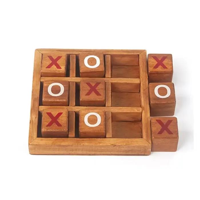 Jeux de société de stratégie de table classiques en bois Tic Tac Toe