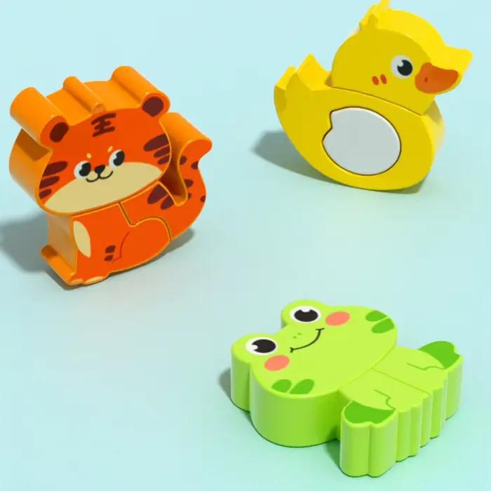Jouets en bois 4 en 1, Puzzle 3D en bois