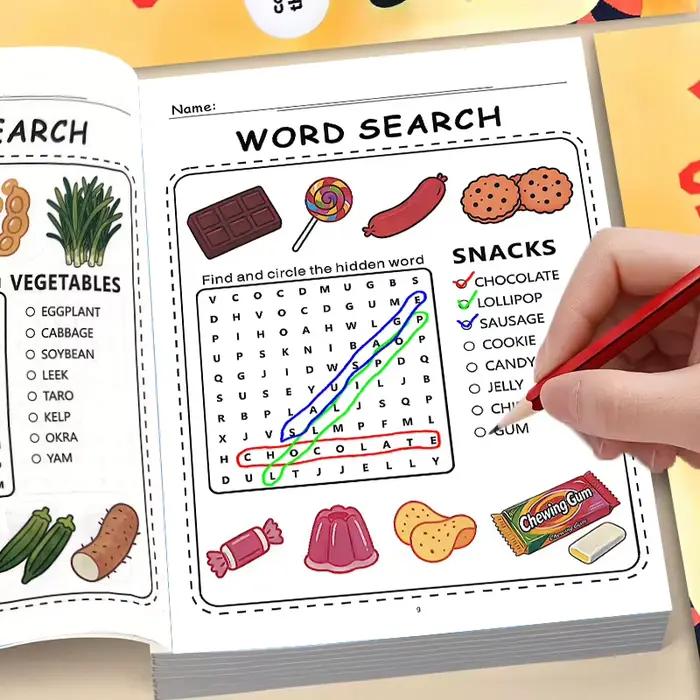 Livre de puzzles de mots pour enfants : plus de 100 puzzles de mots | Défis amusants pour les enfants de 4 à 8 ans | Livre d'activités de recherche et de détection de mots