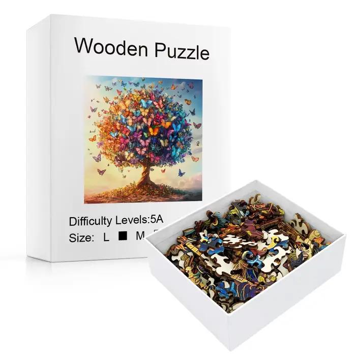 Puzzle en bois pour adultes de qualité supérieure | Superbe œuvre d'art florale et papillon réaliste | Décoration