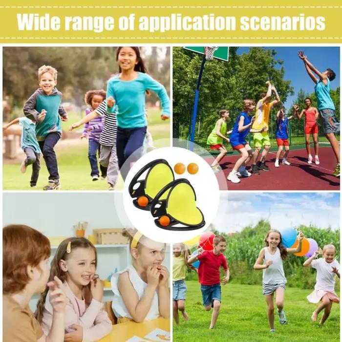 Raquette de jeu de lancer et de capture de balle pour adultes et enfants