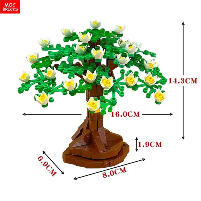 Briques MOC série arbre vert blocs de Construction plante ville jardin rue lac vue parc Jungle jouets de noël pour les enfants