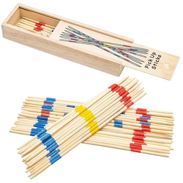Jeu de bâtons de ramassage en bois classique