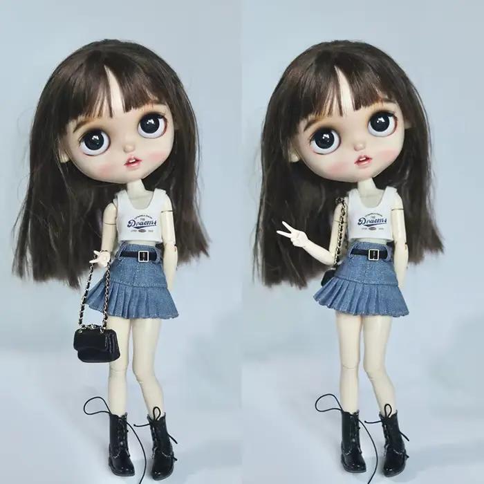 Accessoires de poupées 1/6ème échelle t-shirt imprimé Blythe Butter et jupe en jean pour filles de 14 ans et plus