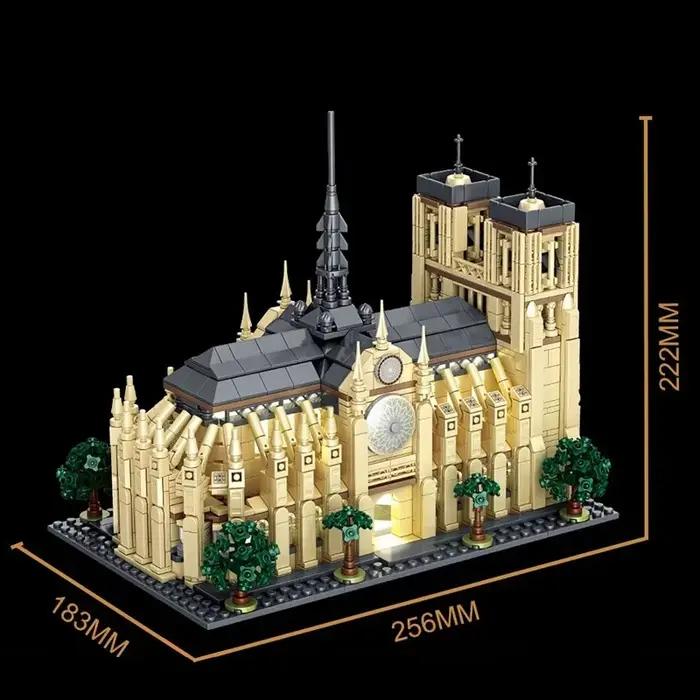 Maquette détaillée de Notre-Dame de Paris avec 1757 pièces et éclairage intégré pour construction et assemblage architectural passionnants