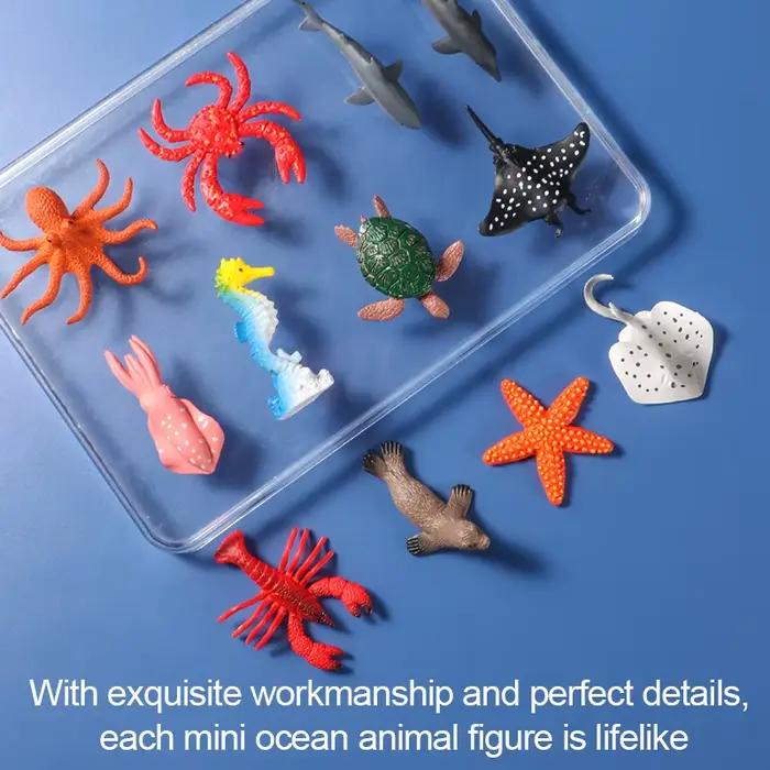 12 pièces/sac Mini Marine océan mer vie ensemble animaux modèle requin tortue crabe dauphin figurines jouets éducatifs