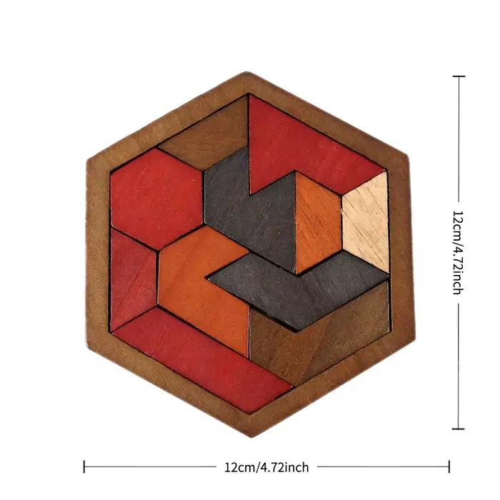 Puzzle en bois hexagonal 11 pièces pour adultes
