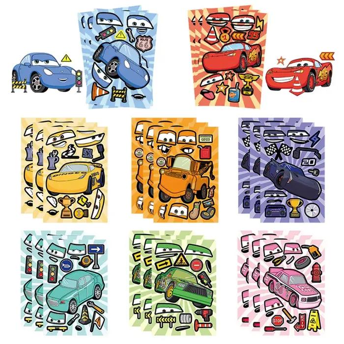 8/16 feuilles Autocollants puzzle à faire soi-même Disney Cars : Créez une face de personnage Lightning McQueen