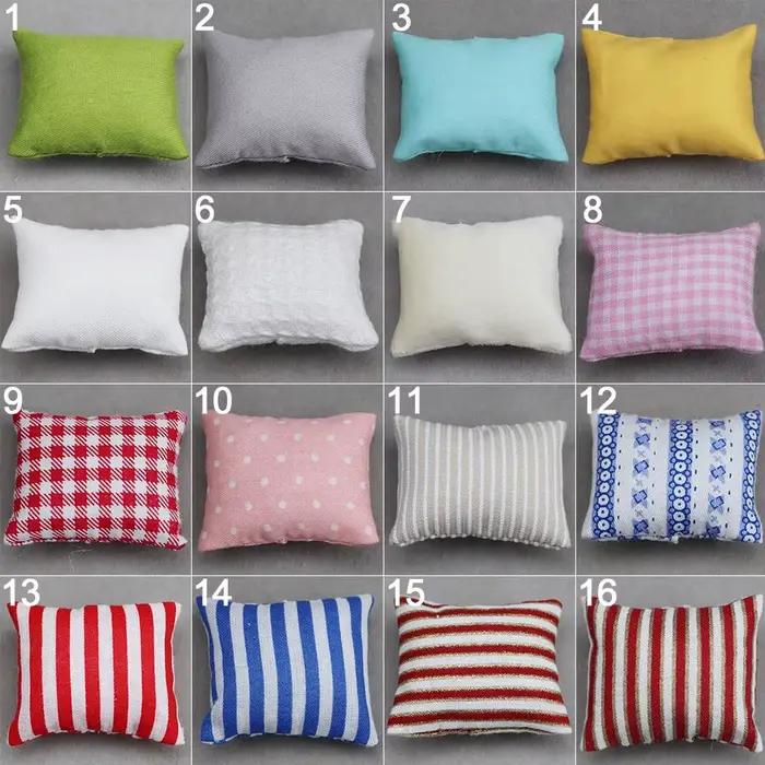 Mini meubles de poupée 1/12, accessoire de décoration en tissu, coussin de canapé, objet miniature pour collection de poupées, cadeau pour anniversaire ou Noël