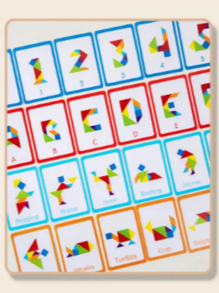 Puzzle Tangram en bois 3D, jouet éducatif Montessori, jeu de puzzle géométrique, aide pédagogique préscolaire pour enfants