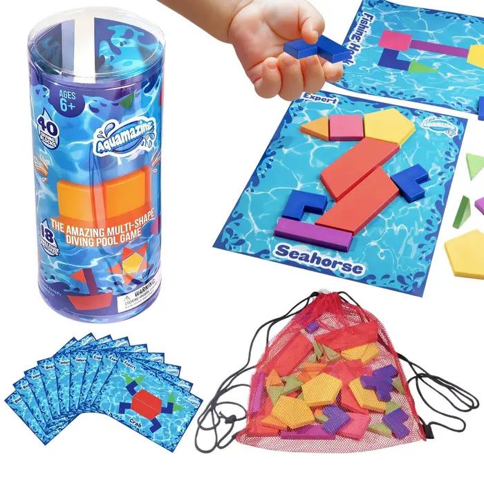 Jeu de Pêche aux Trésors Sous-Marins pour Enfants - Jouets de Piscine et d'Étanche pour la Recherche de Gemmes - Jeux