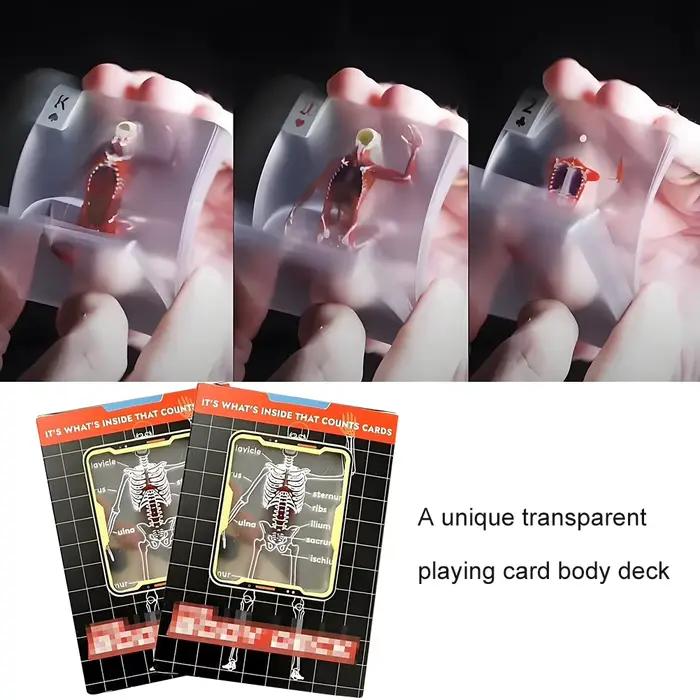 Cartes de Poker d'anatomie humaine, 1 à 3 pièces, cartes à jouer squelette, cartes à jouer en plastique imperméables, jeu de société amusant pour Halloween