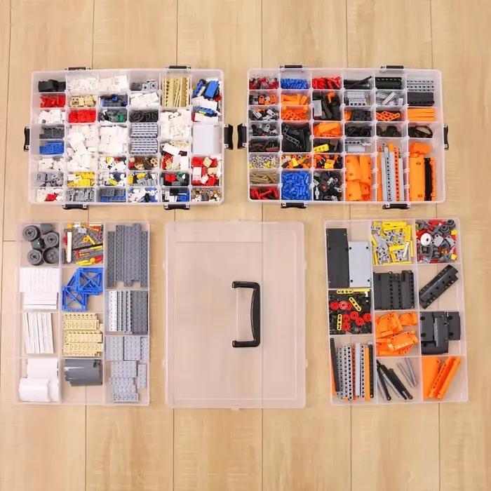 Boîte de rangement grande capacité transparente multicouche pour jouets, blocs, pièces et granulés – Organisateur de classification