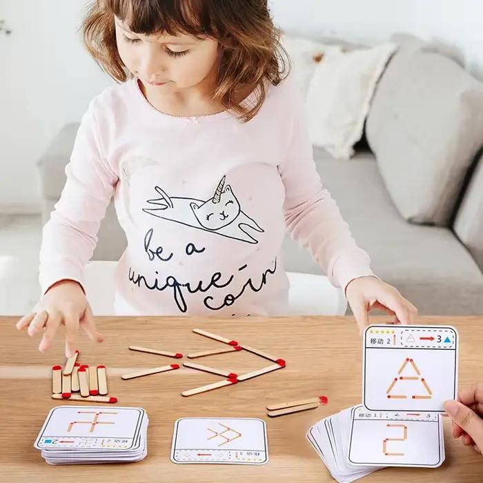 Montessori Matches Puzzles Jeu Jouets en Bois pour Enfants