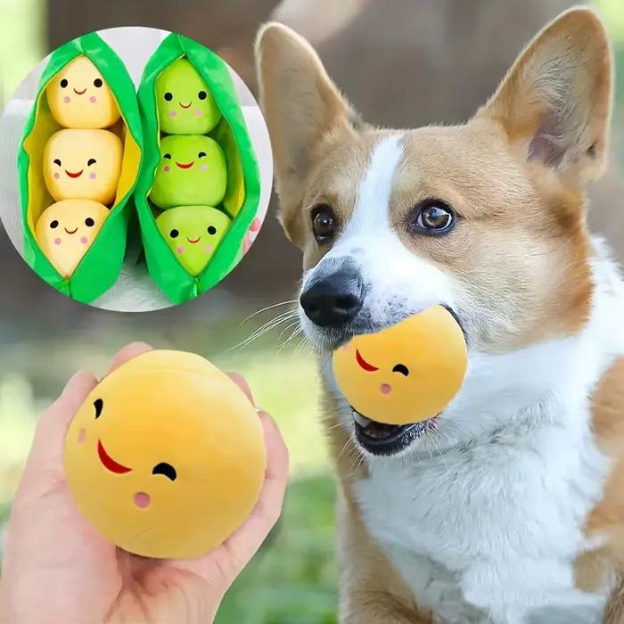 1 adorable jouet en peluche pour chien en forme de coque de pois avec visage souriant - Doux