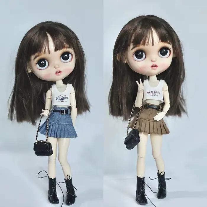 Accessoires de poupées 1/6ème échelle t-shirt imprimé Blythe Butter et jupe en jean pour filles de 14 ans et plus