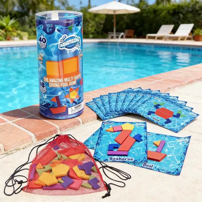 Jeu de Pêche aux Trésors Sous-Marins pour Enfants - Jouets de Piscine et d'Étanche pour la Recherche de Gemmes - Jeux