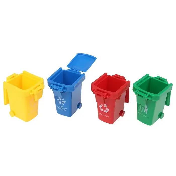4 pièces Simulation 1:12 maison de poupée Mini poubelle jouet camion