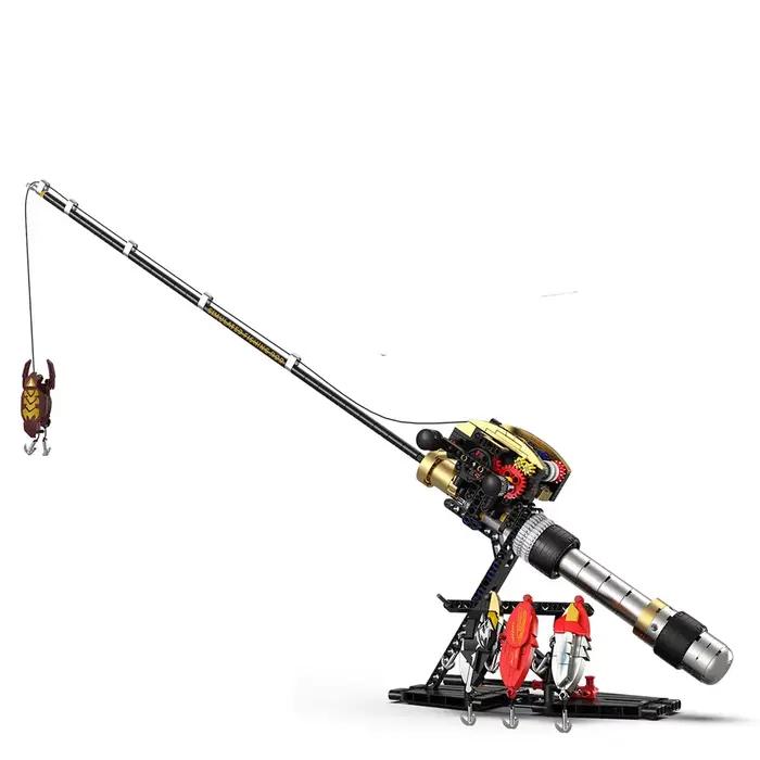 Jeu de construction de canne à pêche DIY avec rotation mécanique simulée