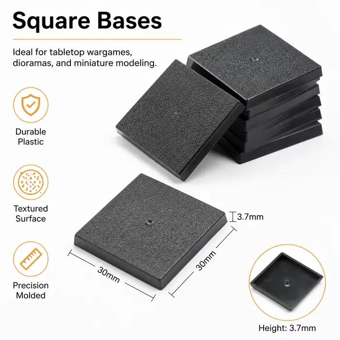 Bases carrées de 30 mm pour base de miniatures de jeux