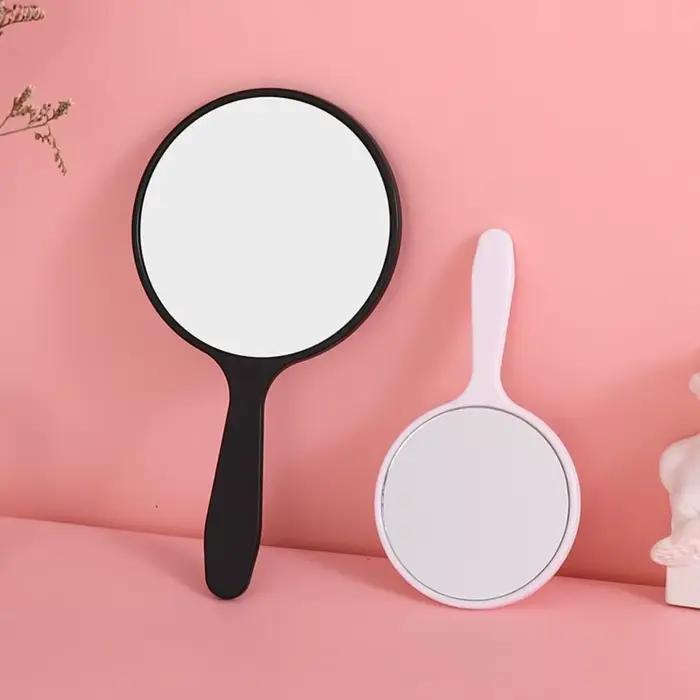 Miroir de maquillage créatif à faire soi-même, petit miroir rond portatif Anti-chute avec poignée, miroir Portable pour la maison