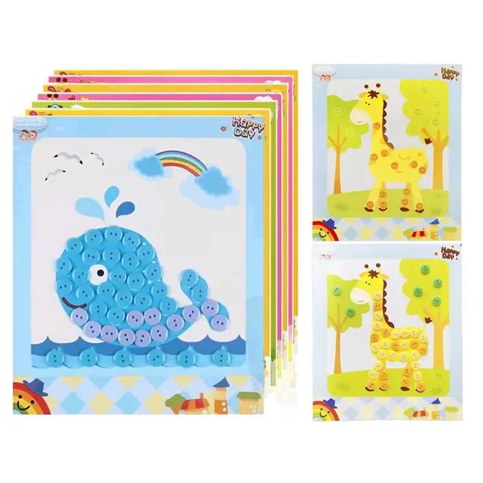 Enfants bouton autocollant jouet développement jouets autocollants jeu artisanat autocollants faciles à poser dessin animé motif peinture dessin TMZ
