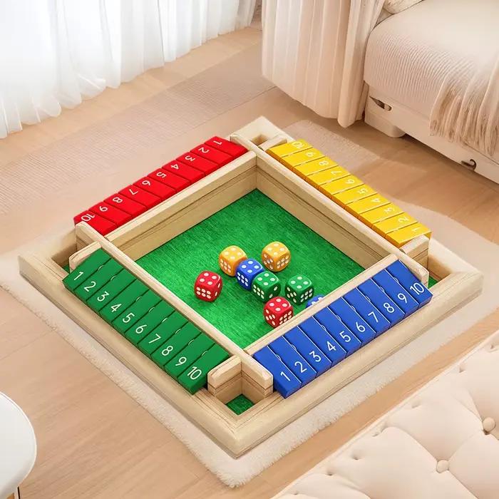 Jeu de société Gowinbaby Deluxe Shut The Box à 4 faces avec dés