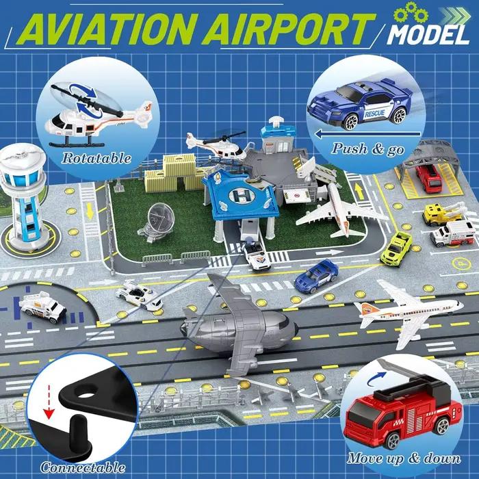 Ensemble de jouets sur le thème de l'aéroport pour enfants avec carte