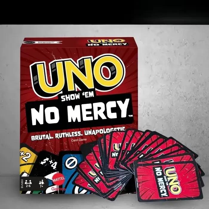 100% Original Mattel UNO Show «Em No Mercy jeu de cartes Poker Geunine marque cadeaux de noël jeux de Table fêtes de famille voyage