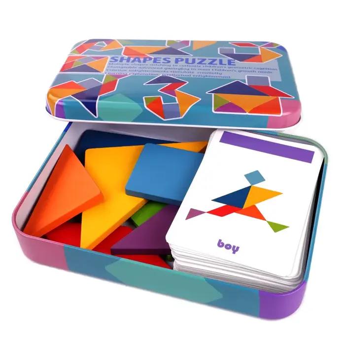 Puzzle 3D en bois à motifs d'animaux, jouet Tangram coloré pour enfants, jeux de tri d'éducation précoce Montessori, jouets cadeau pour enfants