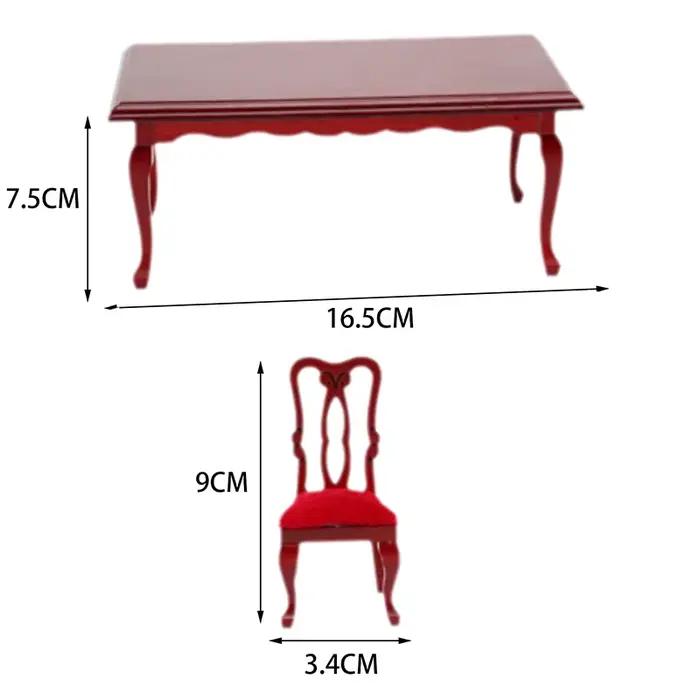 Maison de poupée modèle meubles accessoires en bois rétro Table à manger et chaises ensemble