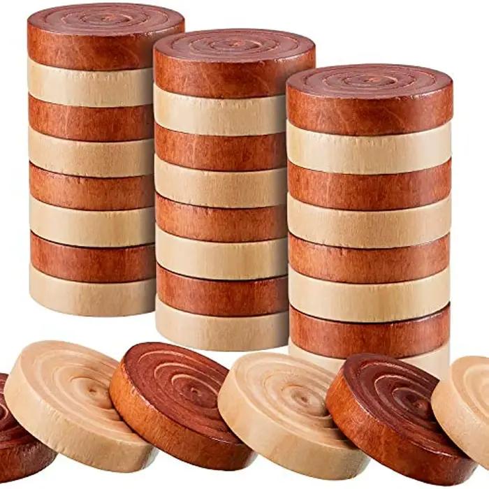 Pièces de dames rondes en bois pour Backgammon