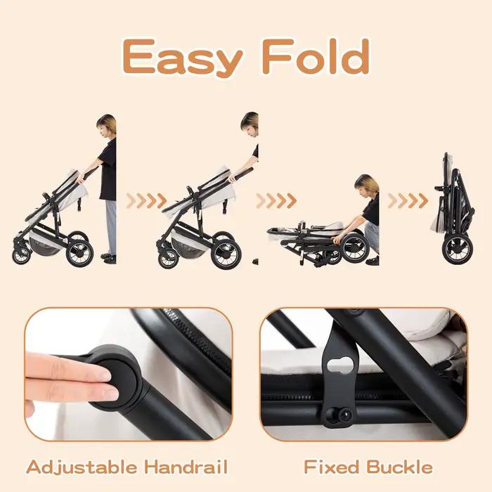 Luxueux 3 en 1 Portable voyage bébé poussette haute paysage cadre en aluminium pliable landau nouveau-né infantile quatr