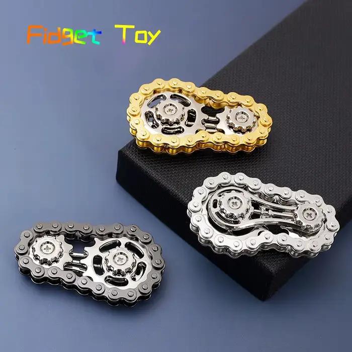 Pignons volant d'inertie gyroscope Fidget Spinner anti-stress anxiété chaînes de vélo en métal EDC