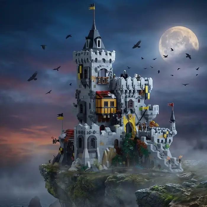 Chateau du Roi des Corbeaux Blocs de Construction Architecture MMedievale Kit Modulaire Jouet Adultes Occasions Speciales