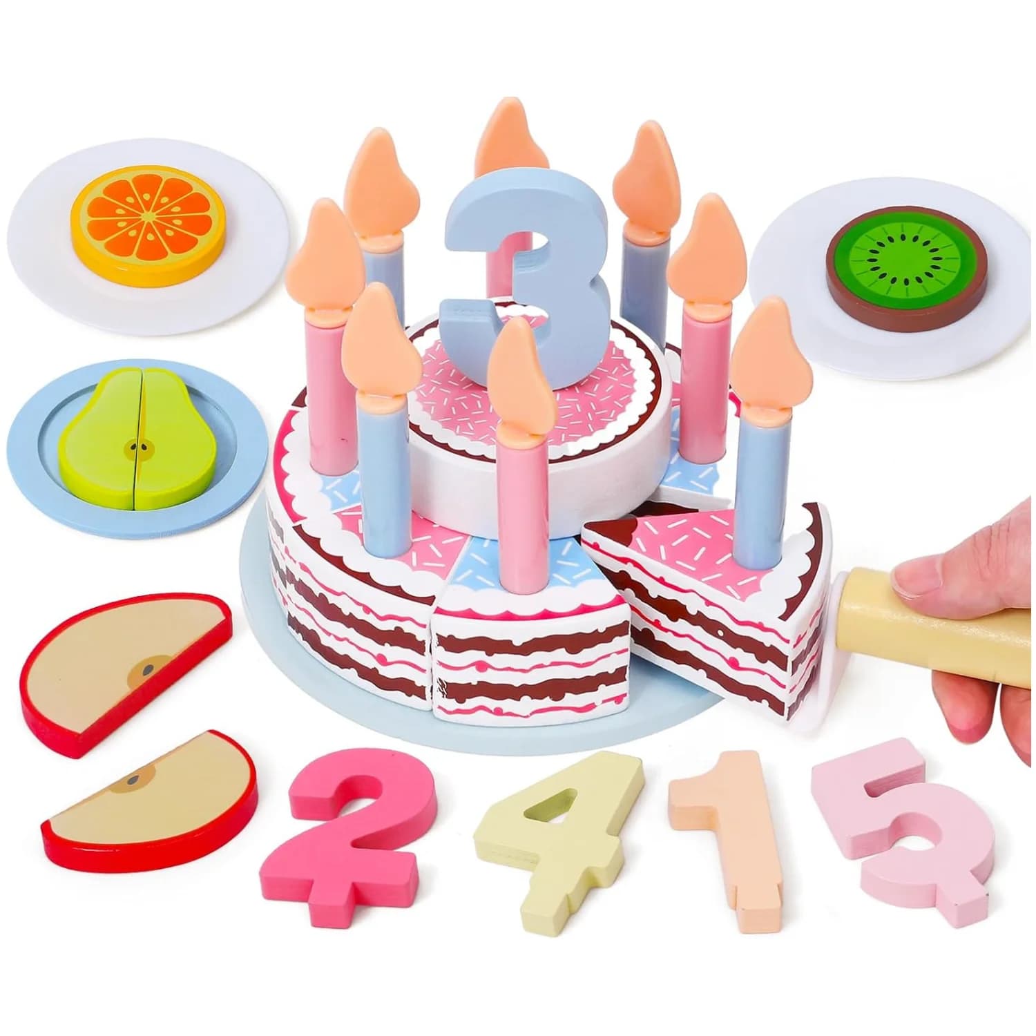 Jouets de cuisine en bois pour enfants, Simulation de gâteau d'anniversaire, jeu de Simulation de co