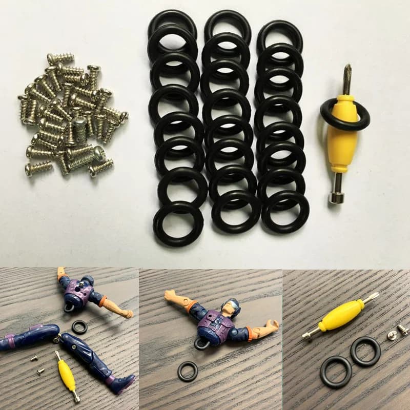 200 pcs/lot GI Joe asil ra Action Force O-RINGS ceinture + 200 pcs vis + spblown outil pour 3.75 en
