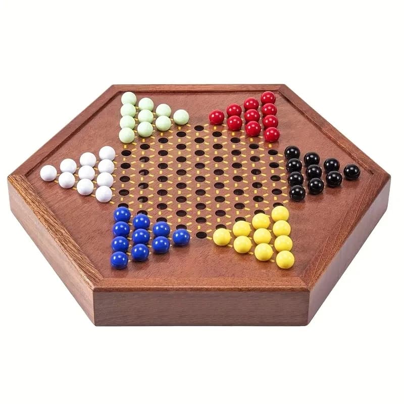 1 trompent de luxe en bois hexagonale de 12.5 pouces, 72 pièces acryliques, jeu de stratégie familia