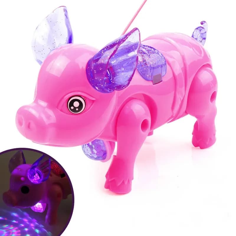 Jouet cochon de marche électrique de couleur rose, avec lumière musicale, jouet électronique amusant