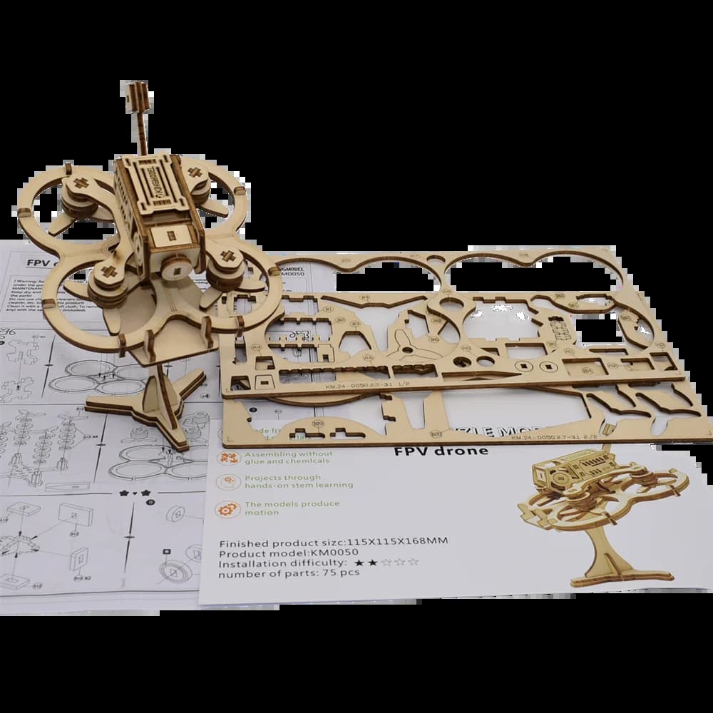 Châssis de drone FPV en bois, modèle 3D stéréo, jouet de bureau, pièces de drone FPV freestyle RC DI