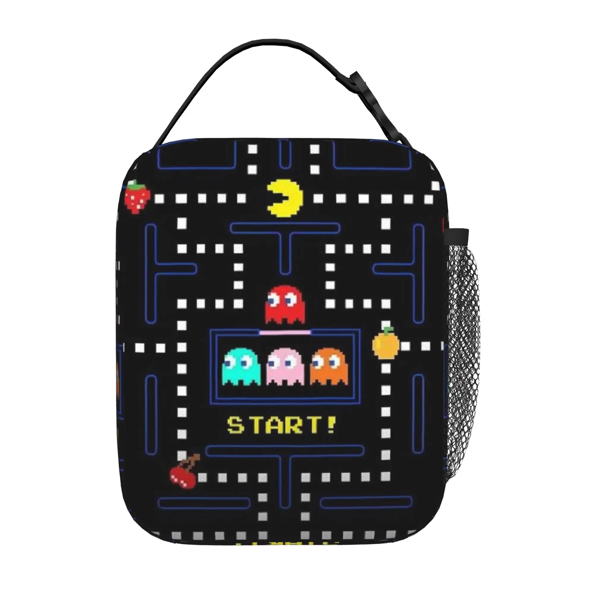 Sac à collation Pac-Man pour la rentrée scolaire, Pixel Maze Man (7), sac à déjeuner portable et ten