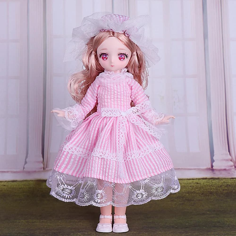 Poupées articulées de 30 cm avec cheveux longs, tenue de princesse, talons hauts, perruque et maquil