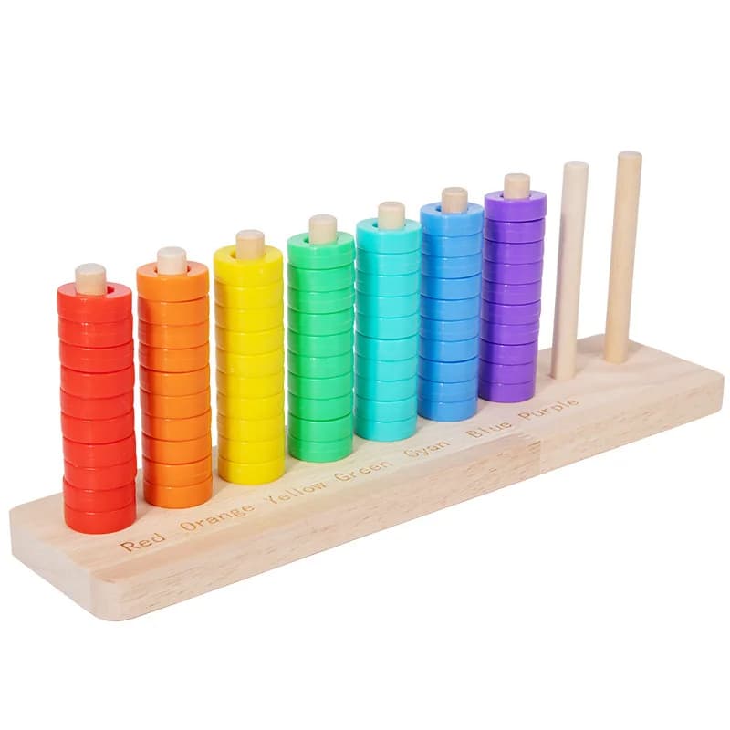 Jouets éducatifs d'empilage d'anneaux arc-en-ciel, reconnaissance des couleurs, classification, pour