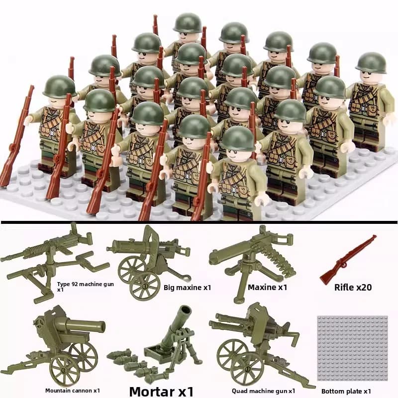 Blocs de construction militaires de la Seconde Guerre mondiale, poupées, figurines, jouets, armes lo