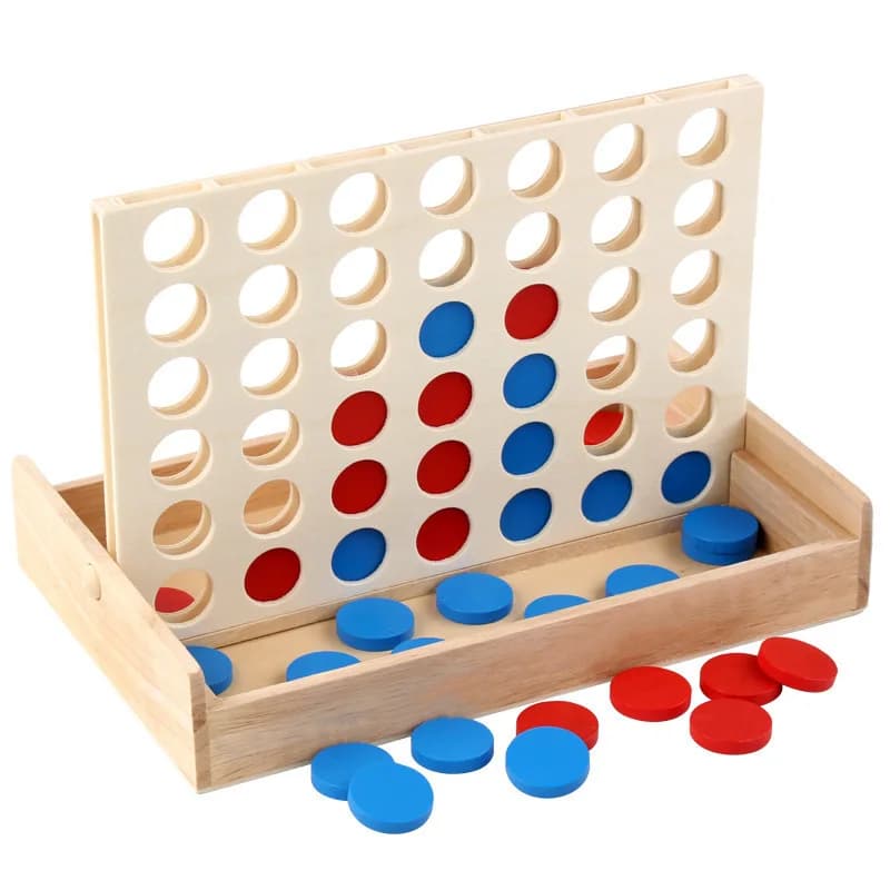 Ligne en bois jusqu'à quatre, connexion quatre, quatre en une ligne, 42 pièces d'échecs de Bingo-jeu