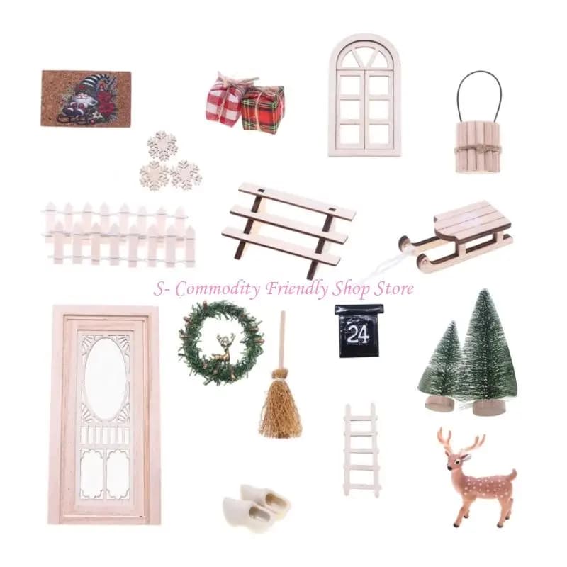 85ae Miniature Reindeer Porte couronnes Set Christmas Dollhouses Deactes Accessoire scène table