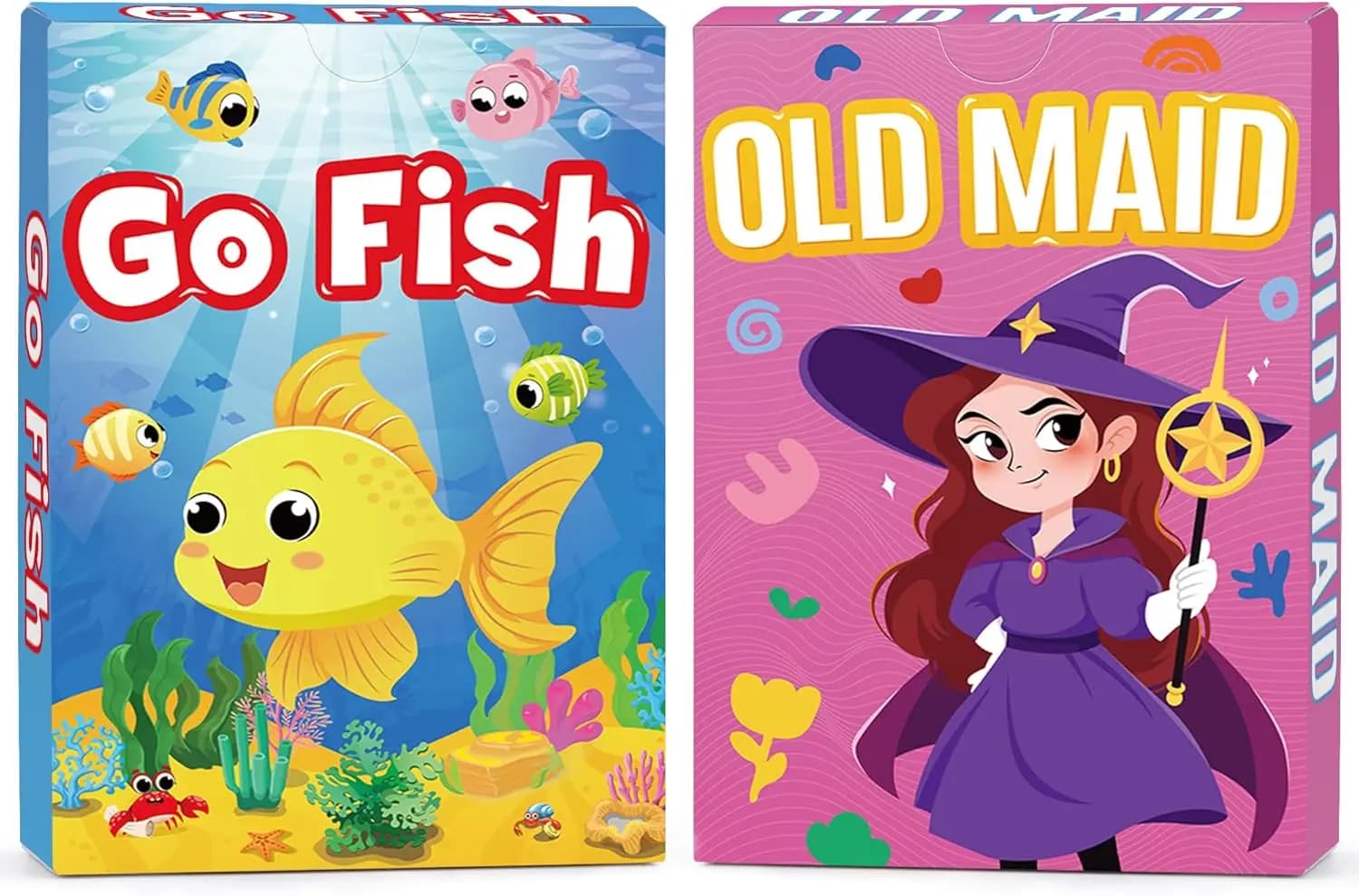 Jeux de cartes 2 en 1 pour enfants : jeu de cartes Go Fish, jeu de cartes Old Maid, cadeau pour garç