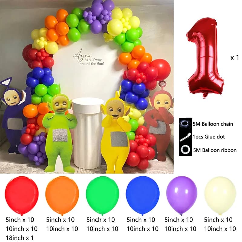 Pack de ballons de fête complet Teletubbies, ballons en feuille et en latex de dessin animé, kit de